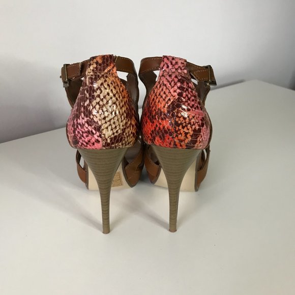 CALL IT SPRING High heel Platform Brown Sandals with Snake Print - Picture 4 of 6